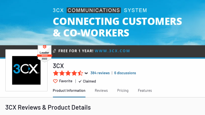 3CX review: G2 ratings 
