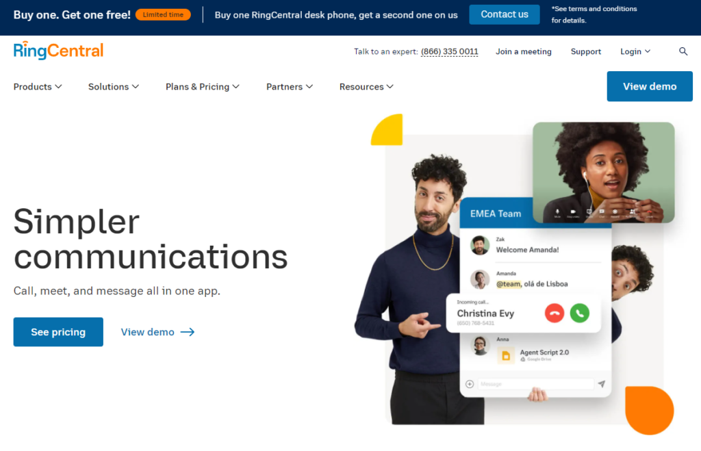 Best multi line phone system for small business: RingCentral