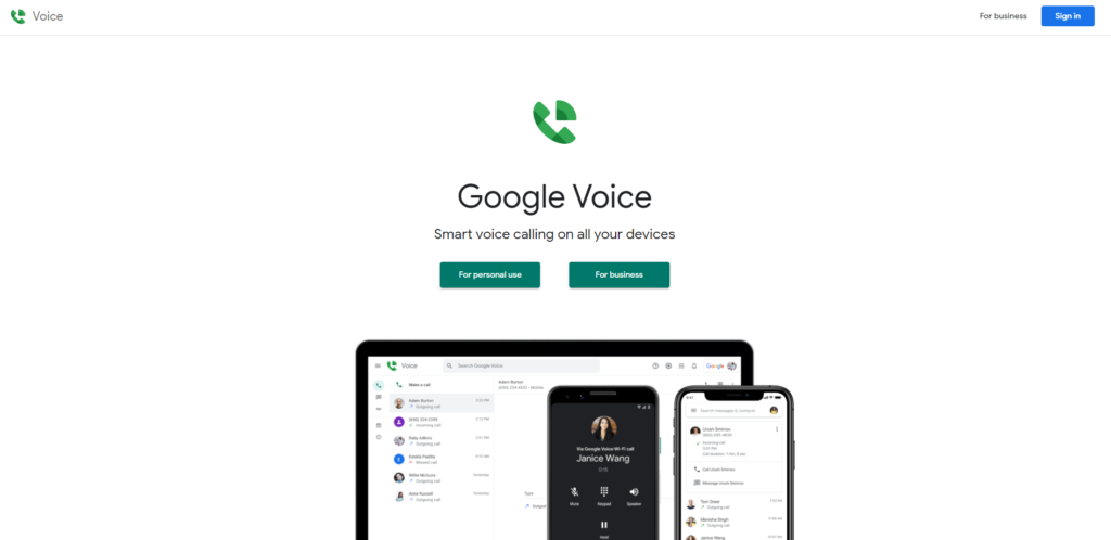 Free VoIP phone services: Google Voice